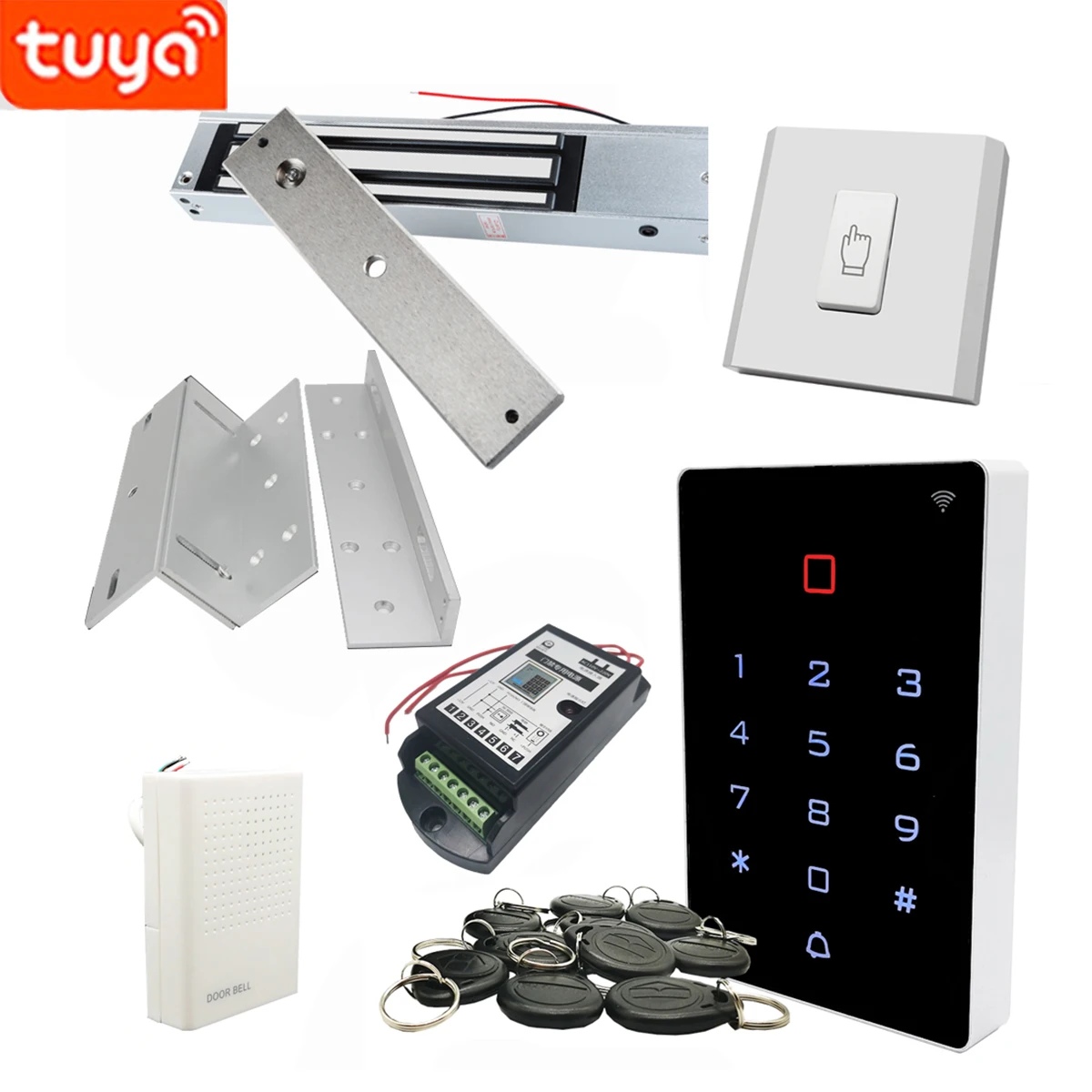 WiFi Tuya Remote Full 280kgs 600lbs Electric Magnetic Lock Kits Waterproof 125khz RFID Card Door Access Control System