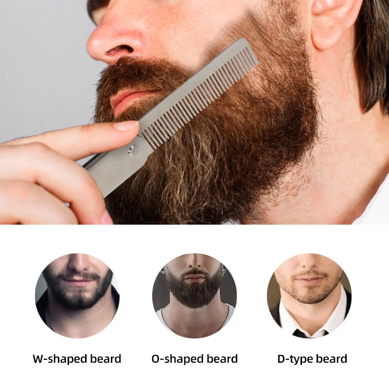 Men Retro Oil Head Comb Portable Folding Stainless Steel 201 Comb Hairdressing Styling Round Teeth Comb Texture Modeling Steel C image 5