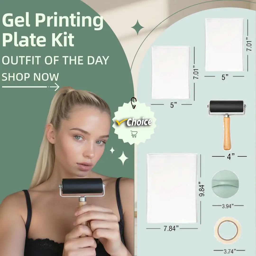 

Printing Plate Kit-Reusable Gelli Plates For Monoprinting Eco-Friendly Easy To Clean Art Printmaking Tool Craft Ink Rubbing