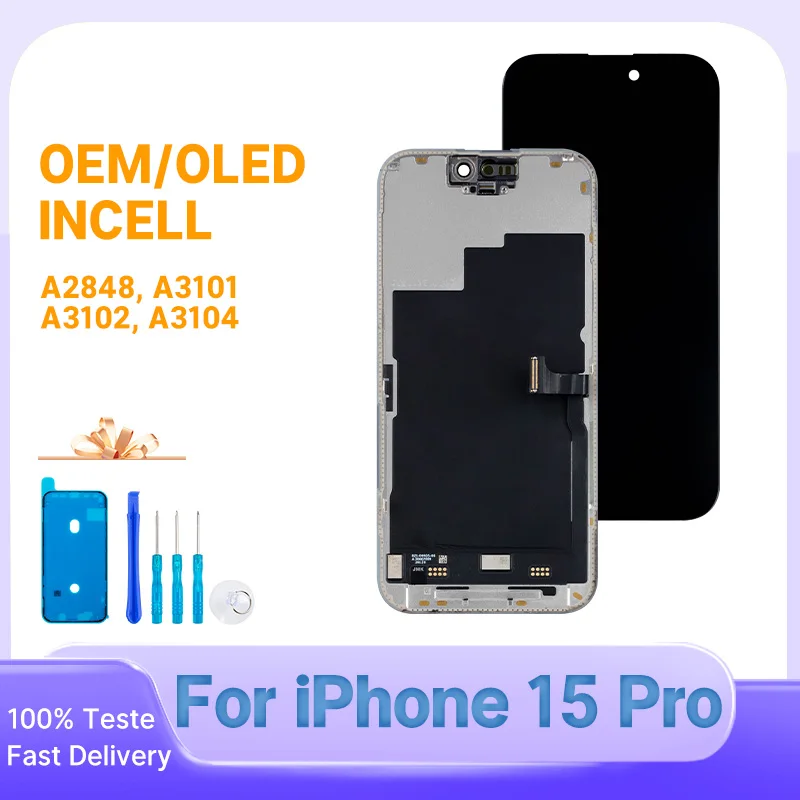 15 Pro Display 100% Tested For iPhone 15 Pro LCD New Touch Screen Digitizer Assembly Replacement Parts A2848 A3101 A3102 A3104