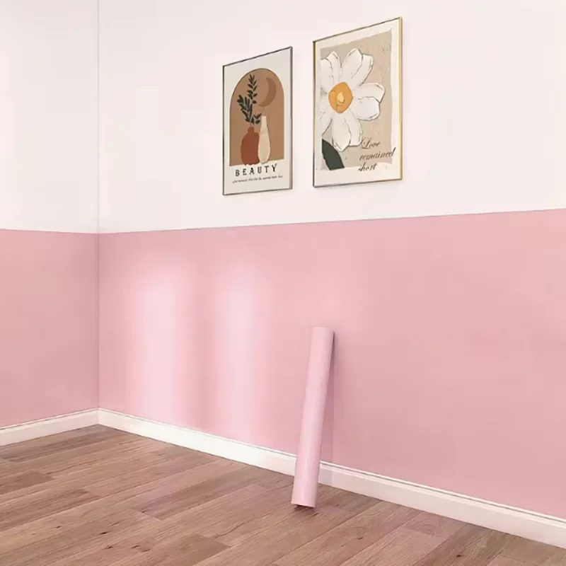 1 Roll Self-Adhesive 40cm Waterproof Macaron Color Wallpaper for Living Room and Bedroom Stain-Resistant Decorative Wallcovering