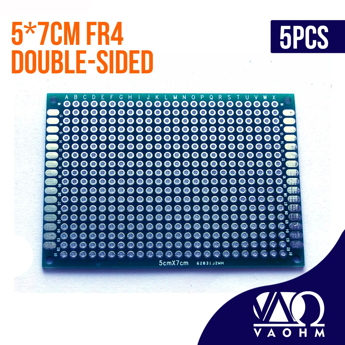 Prototype PCB double face FR4, 5 pièces, 5x7cm