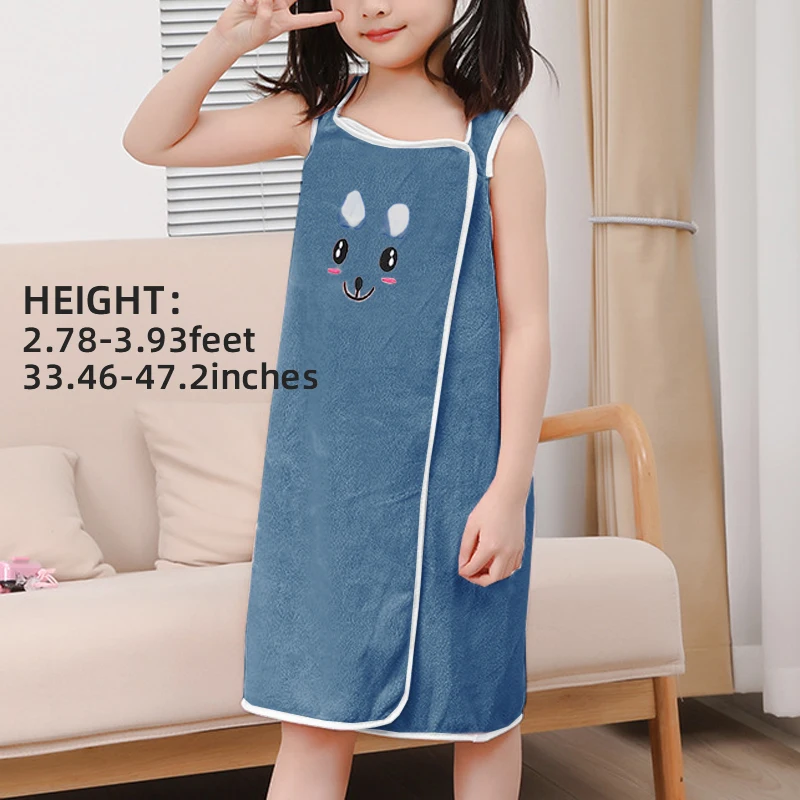 1pc Kids Bath Towel Wrap ,  Cute Bunny Ears Microfiber Bath Skirt for Girls Age 6-12, Ultra-Soft Absorbent Skin-Friendly 250gsm