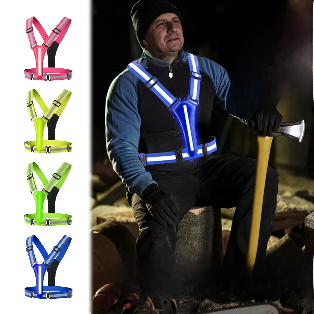 AliExpress JOCESTYLE LED Reflective Running Vest LED Cycling Security Vest Adjustable Elastic Band Night Running Security Vest for Kids Adults Vest