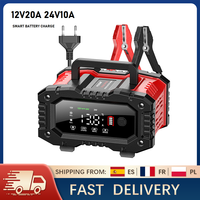 20A/10A Smart Car Battery Charger 12V/24V Fully Automatic Battery Charger for AGM GEL WET Lead Acid Fast Charging Pulse Repair