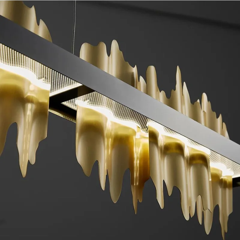 Imagem -06 - Modern Iceberg Designer Led Pendurado Lâmpada Luz Retangular Luminária Lustre Preto Dourado Apto para Cozinha Sala de Jantar Decoração de Casa