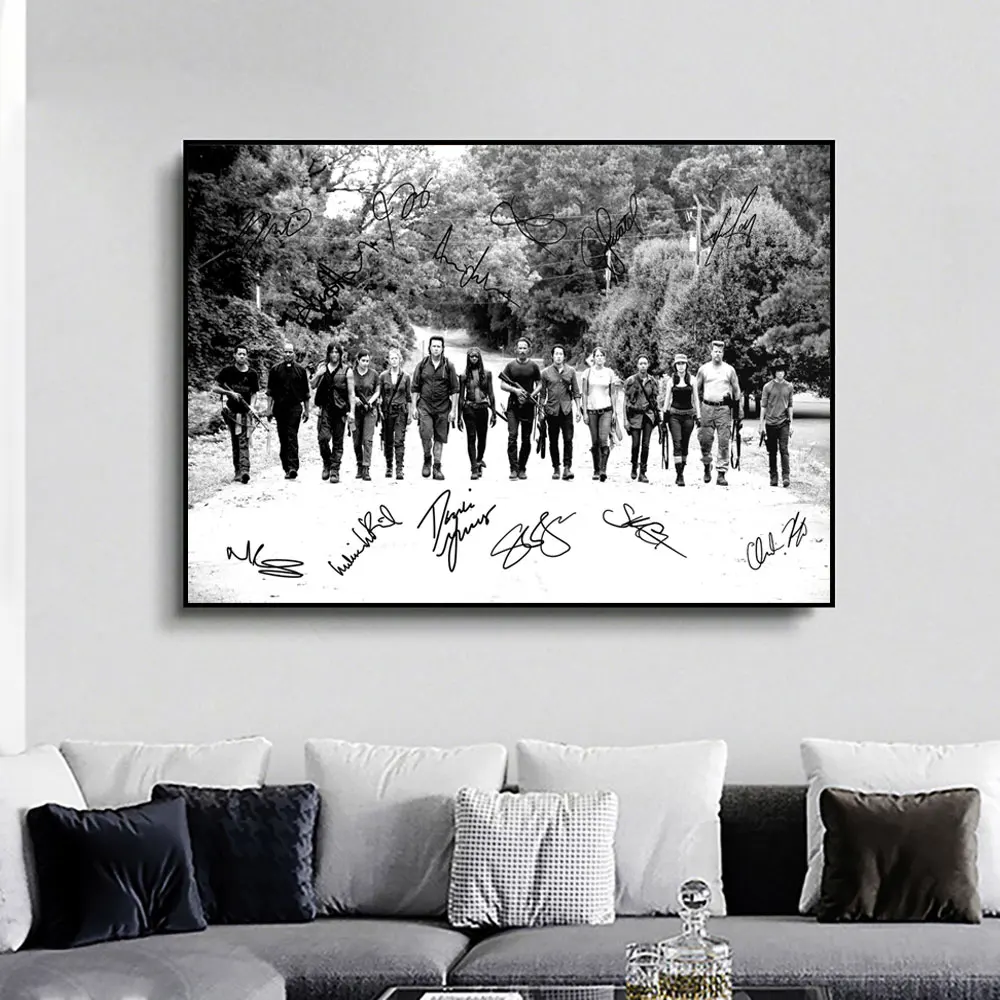 Vintage The Walking Dead Movie Print Poster, Pre-Signed Canvas Wall Art, Movie Painting for Living Room, Home Decor