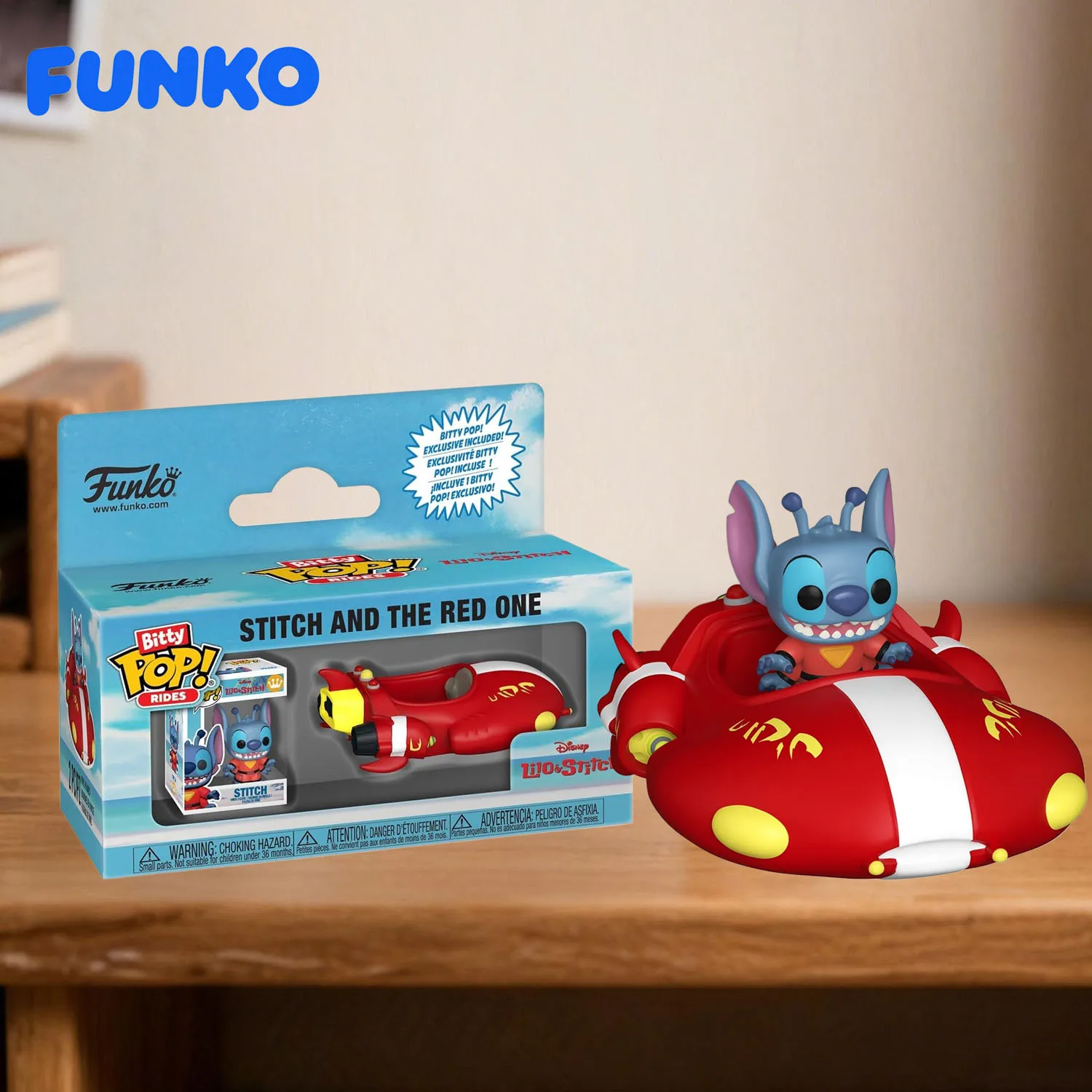 Funko Bitty POP Ride: Lilo & Stitch – Nave espacial roja con Stitch, figura oficialmente licenciada, 1 unidad.