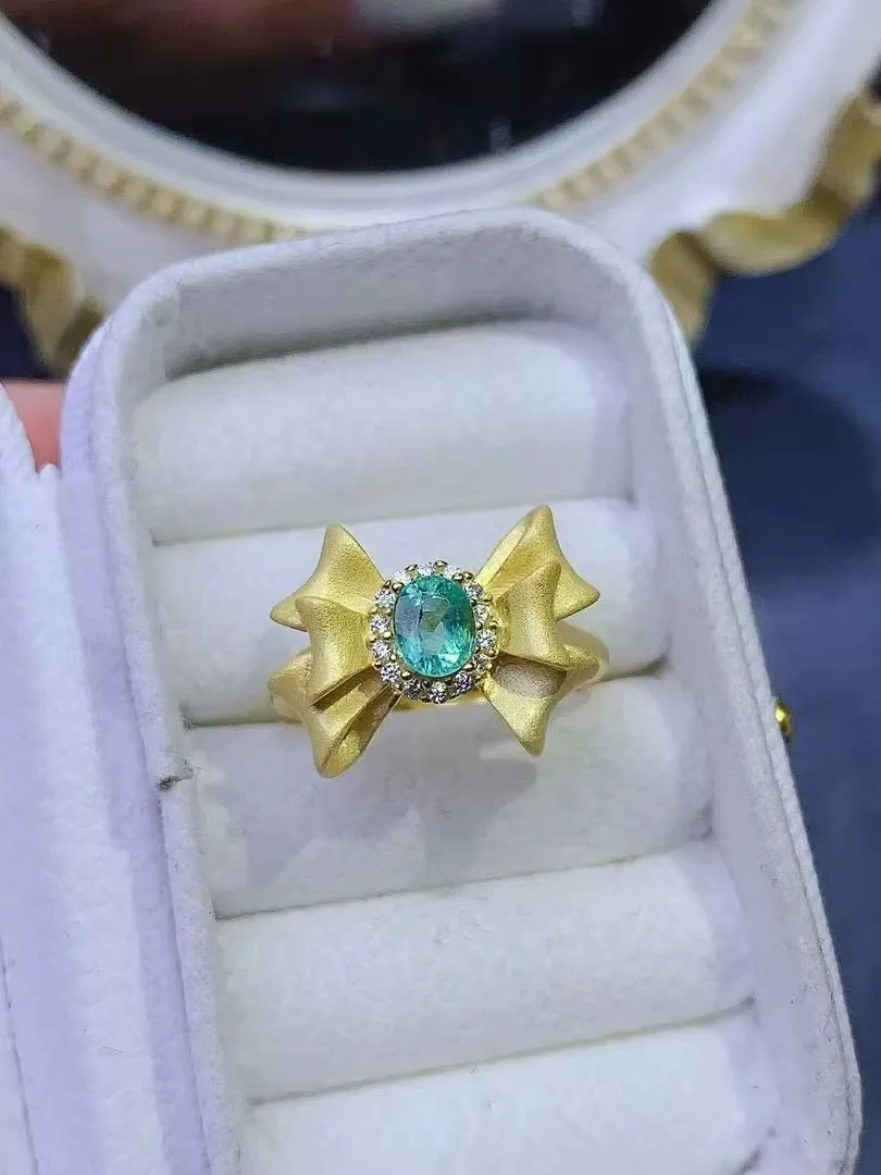 KJJEAXCMY Delikatna Biżuteria Pierścionek Damski z Naturalnym Kolumbijskim Szmaragdem Srebro Próby S925 Platerowane 18K Złotem na Urodziny dla Dziewczyny