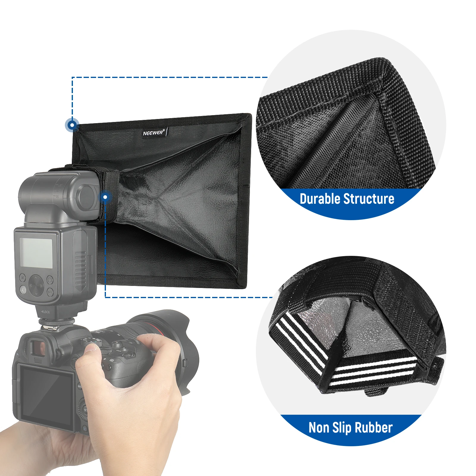 NEEpacks-Diffuseur de Flash Universel, Boîte à Lumière, 5x4 Pouces, Pliable avec Poudres de Stockage, Compatible avec IL Nikon Sony