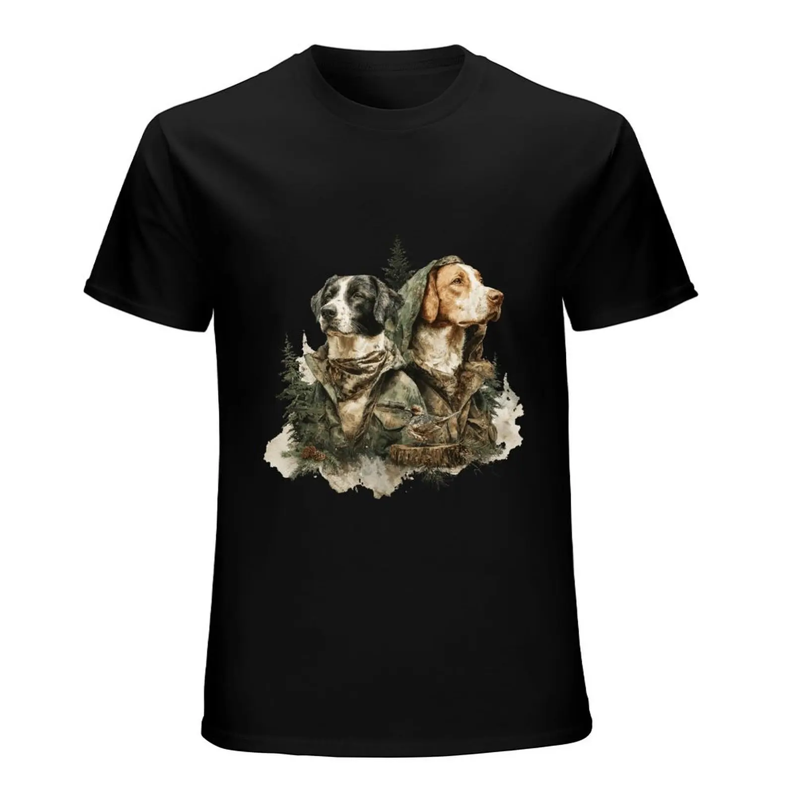 Camo Pattern Dad Deer Fishing Rod Print Black Short Sleeve T-shirt Hunting Fisher Daddy Holiday Gift Top