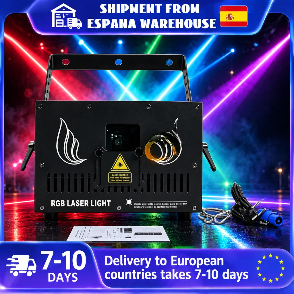 Proiettore Laser RGB A Colori Completi Da 15W, Illuminazione Professionale Ad Alta Luminosità Per Palcoscenici Con Controllo Ilda, DMX512 E RJ45, Lampada Laser Animata Per Discoteche, DJ Bar, Cerimonie Nuziali E Intrattenimento Per Feste-image