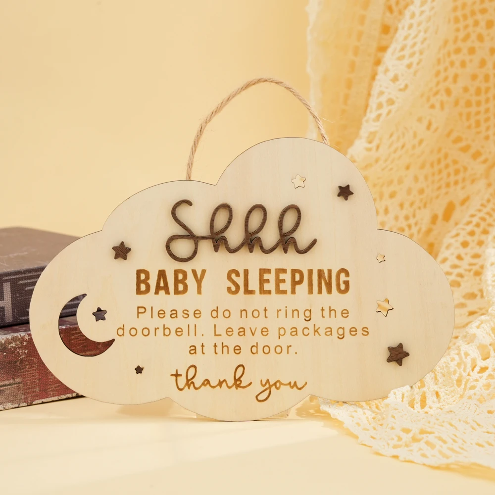 

Baby Sleeping Sign For Front Door Wooden Do Not Ring Doorbell Sign For Font Door, Baby Room, Fathers Day Gifts For New Dad