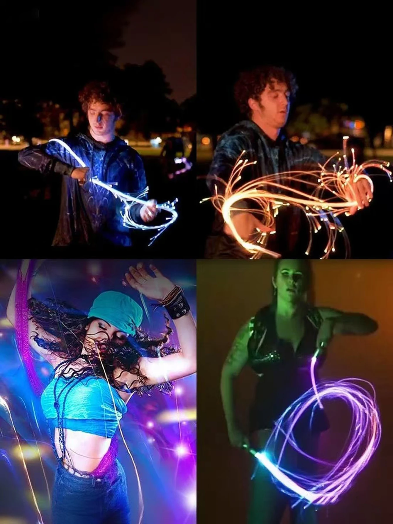 2PCS LED Fiber Optic Peitsche USB Aufladbare Optische Hand Seil Pixel Licht-up Peitsche Fluss Spielzeug Dance Party beleuchtung Zeigen Für Party