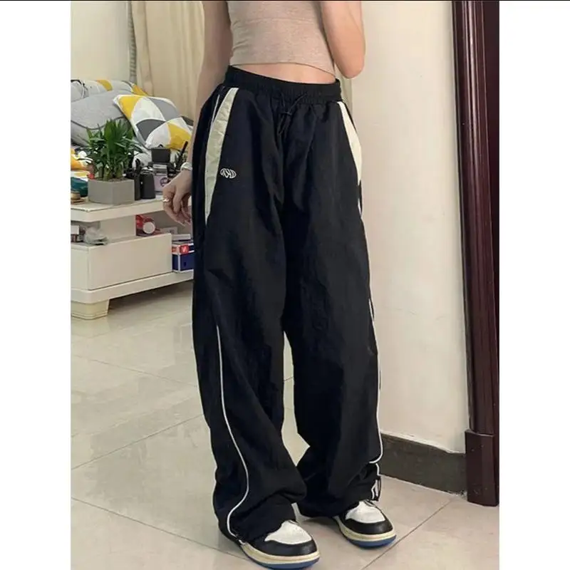 Y2K Baggy Cargo Pants Women Hip Hop Streetwear Wide Leg Pant High Waist Drawstring Joggers Vintage Casual Loose Sweatpants