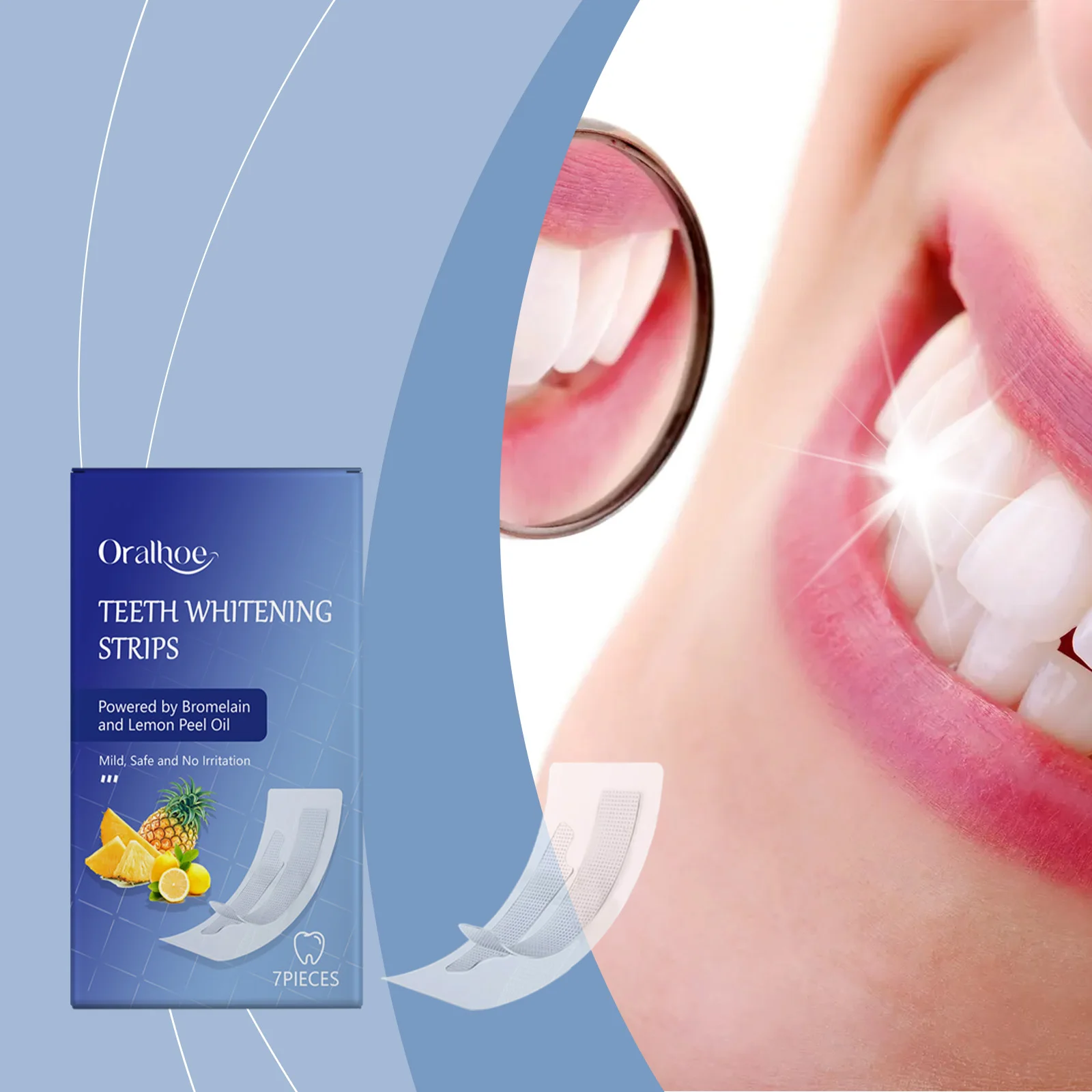 

Oralhoe 7pcs Teeth Whitening Strips Soothe Oral Gum Beauty Teeth Brighten Stain Remove Fresh Bad Smell Teeth Bleaching Strips