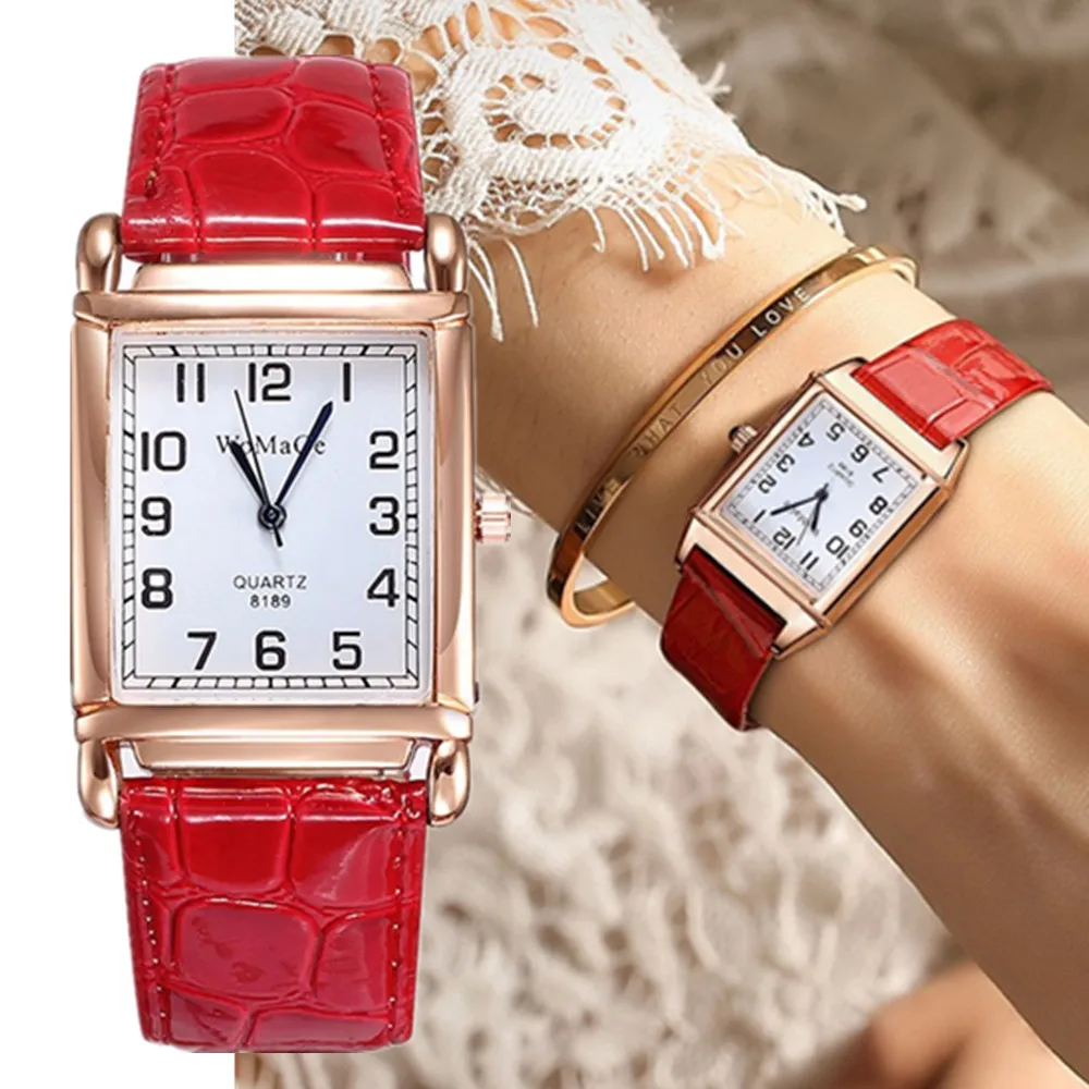 Fashion Women Quartz Watches Top Brand Square Ladies Wristwatches Simple Casual Leather Belt Watches Women relogios feminino