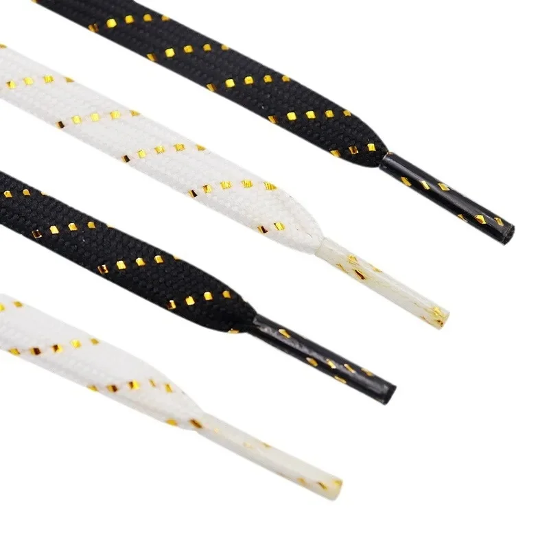 Lacets Lumineux Plats en Fil d'Or de Luxe, Accessoires de Chaussures Décontractées, Corde Large de 7mm, 60/100/120/140/160cm, 1 Paire