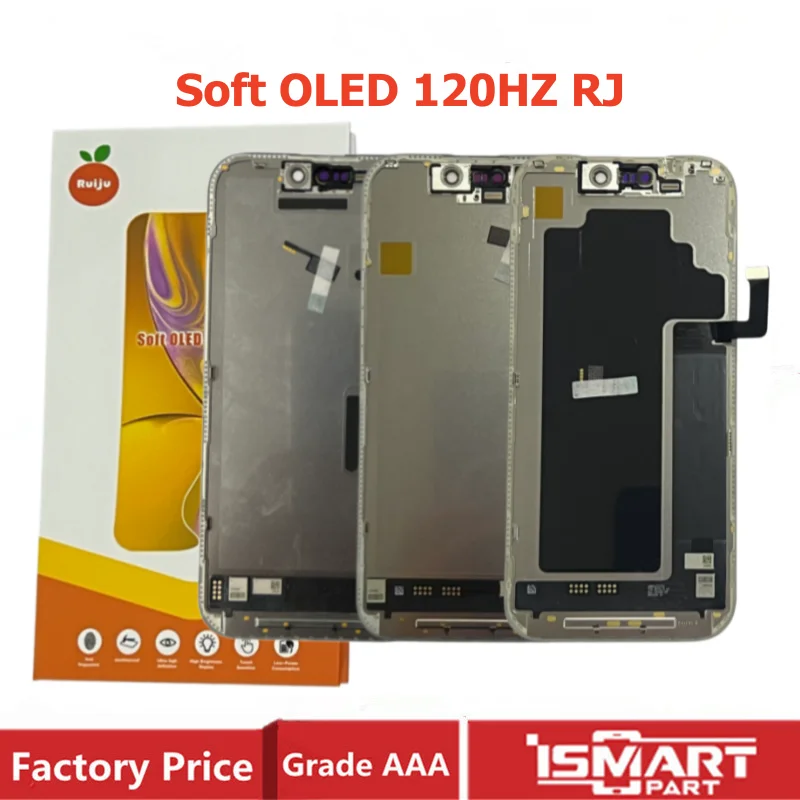 120HZ Soft OLED For iPhone 15 Pro Max 17 17Pro Screen 16Pro Max 14Pro 13PM Display 3D Touch LCD Screen Digitizer RJ Replacement