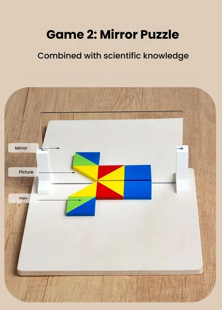 Montessori Spiegel Puzzle Spielzeug für Kinder Holz Frühe Pädagogische Spielzeug Logisches Denken Raum Training Gehirn Spiel Reise Spielzeug Geschenke – Detail 20