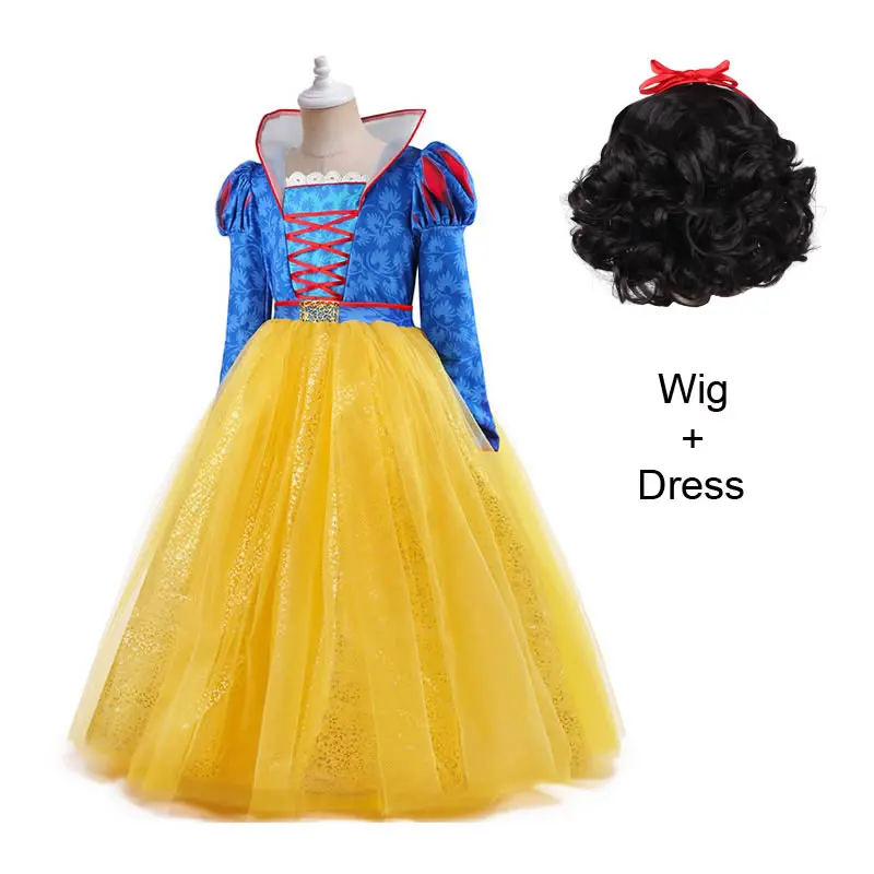 

Halloween Snow Costume For Teen Girl Princess Dress Festive Child Up Party Fancy Tulle Tunic+Wig Outfit Kid Birthday Frock