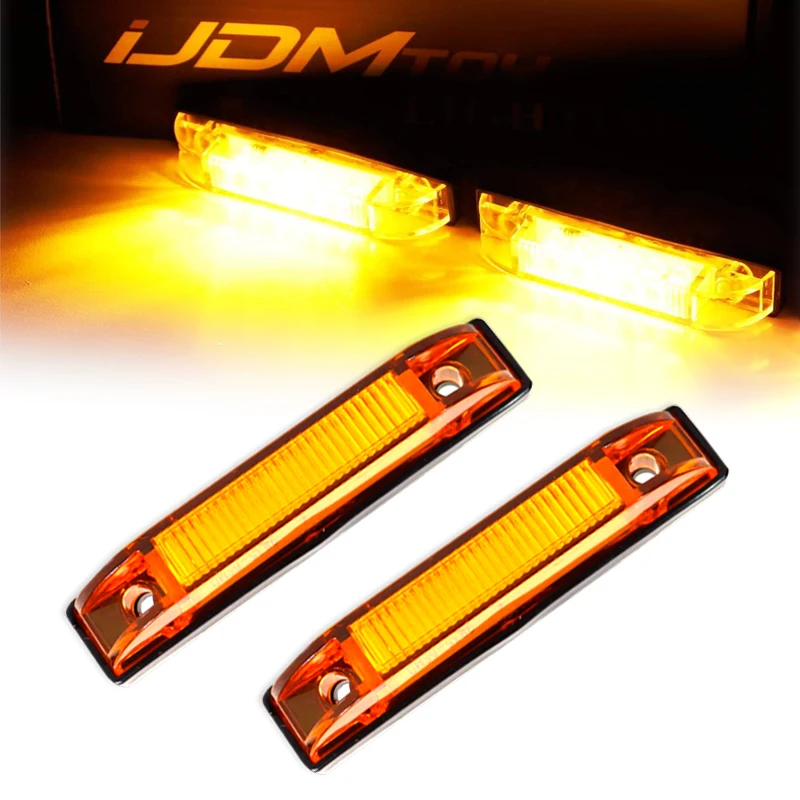 

For Jeep Wrangler TJ JK and JL with flat-style aftermarket fender flares equipped with amber lens 6-LED Side Marker Lamps