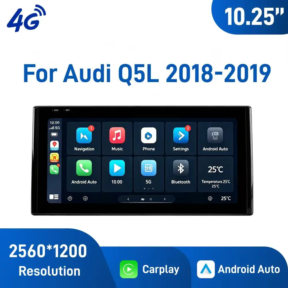 10.25 Inch HD Touch Screen Car Stereo Wireless CarPlay Android Auto GPS Navigation For Audi Q5L 2018-2019 Android Head Unit