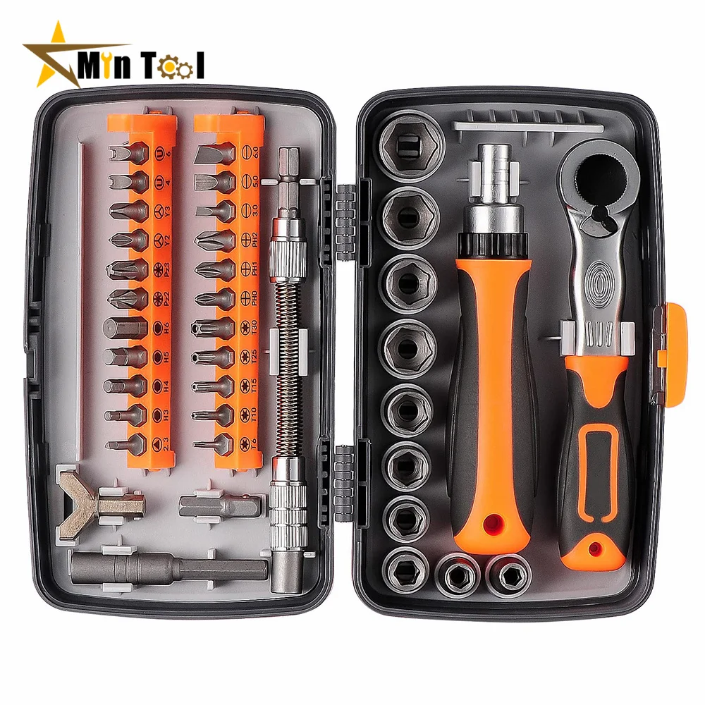 38 in 1 Screwdriver Set Retractable Multifunction Plum Shaped Ratchet Screwdriver Box 1 Set Hand Tool