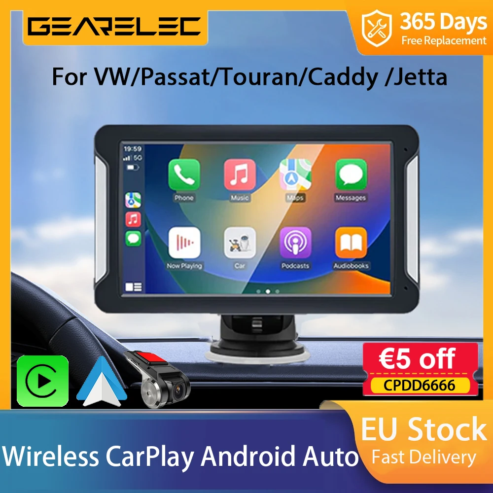 7 Inch Car Radio Portable Wireless Apple CarPlay Android Auto Stereo Multimedia Touch Screen Bluetooth Navigation