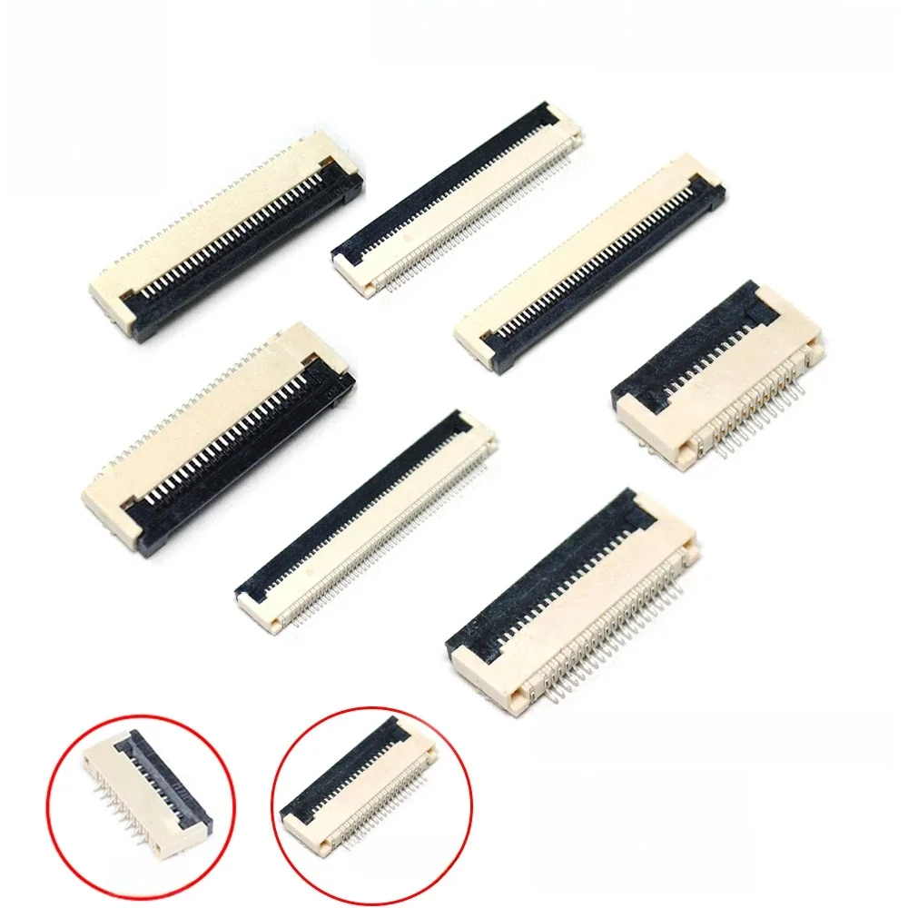 Connecteur FPC FFC 0.5mm 1.0mm AWM 20624 80C 60V VW-1, câble plat PCB 4/5/6/7/8/10/12/14/16/18/20/26/30/32/36/40/50/60 broches, 10 pièces