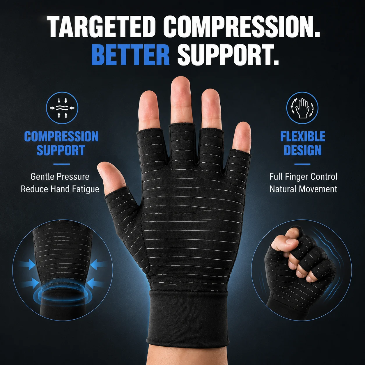Half Finger Fitness Gloves for Men Women Compression Workout Gloves Gym Training Weight Lifting Gloves Anti Slip Breathable Supp