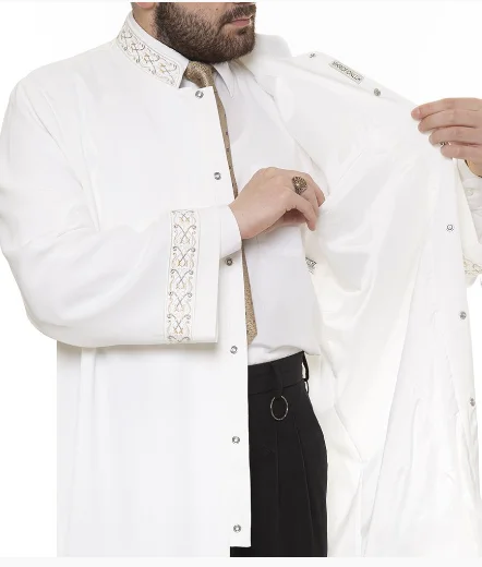 Hakim Yaka Puntolu Cübbe Siyah Eid Muslim Men Jubba Thobe Mens Cardigan Abaya Long Dress Islamic Ramadan Kimono Long Robe Saudi