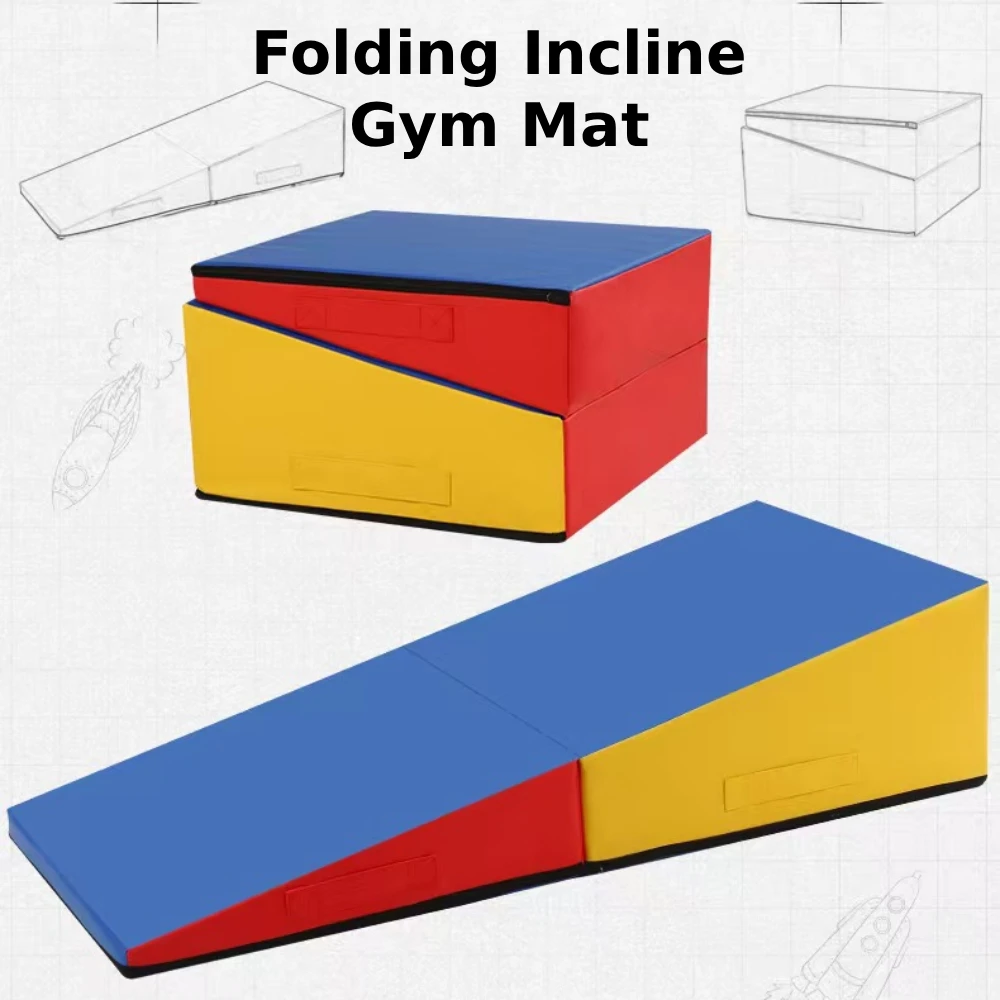 Gymnastikmatte mit Griff, zusammenklappbarer Gymnastikkeil für Sportübungen, Yoga, drinnen und draußen, Übungen mit Griff, Käsematte