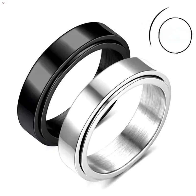 Anti Stress Ansiedade Fidget Spinner Casal Anéis para Amantes, Banda de casamento giratória em aço