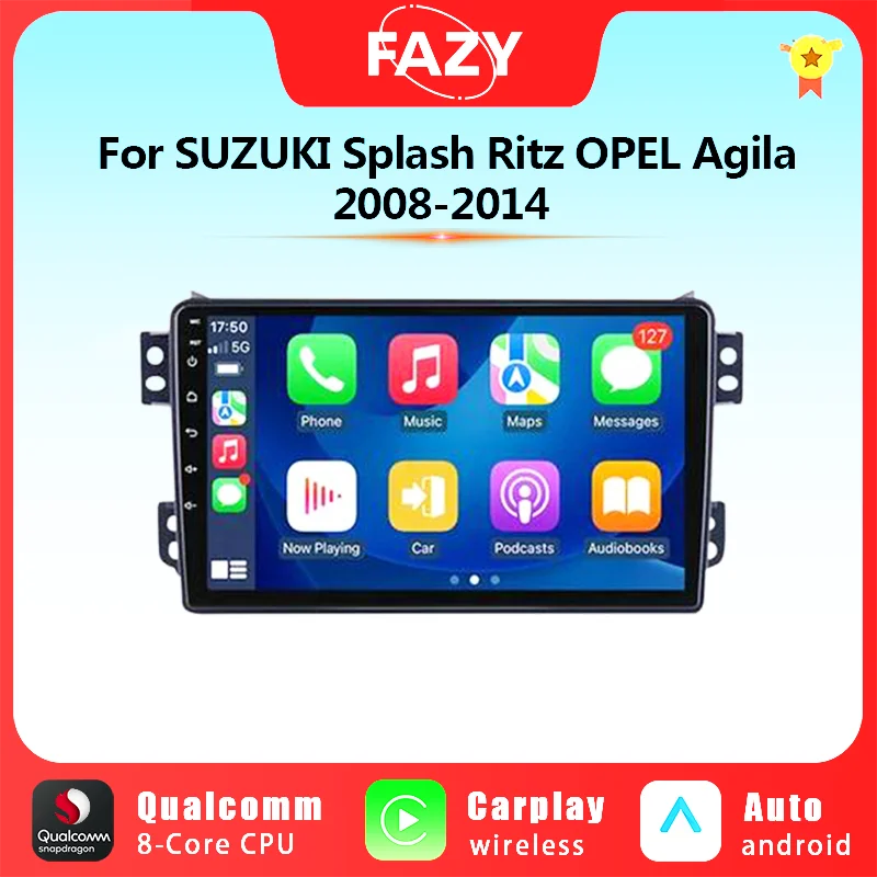 4G WIFI Android Auto Stereo Multimedia Player For SUZUKI Splash Ritz OPEL Agila 2008-2014 Carplay GPS Navigation DSP Head Unit