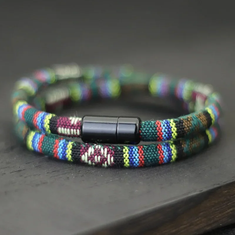 Nowość dla mężczyzn bransoletka z liny w stylu boho przyciąga bransoletka magnetyczna przygoda bransoletka survivalowa Pulseras Hilo Hombre Beach Surf Brazalete — zdjęcie 2