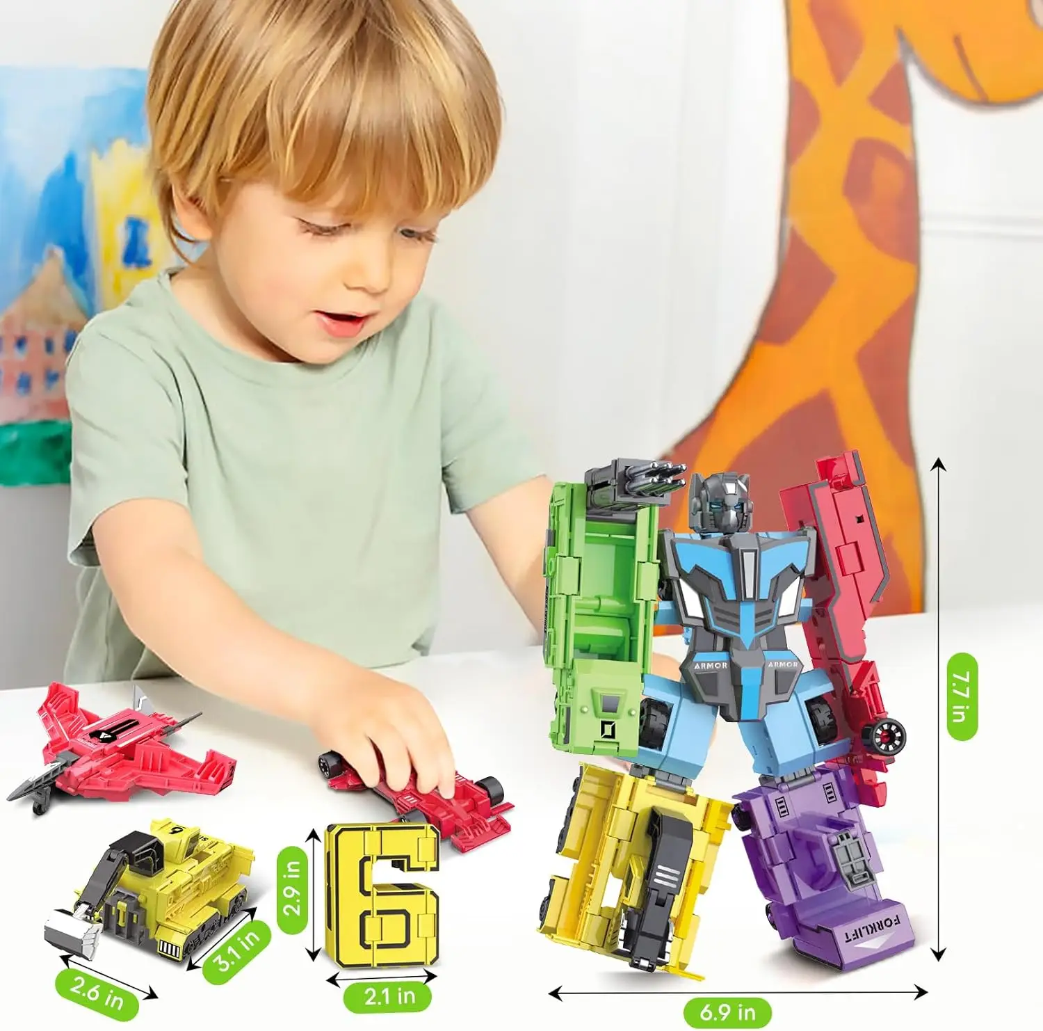 TOPLIVING Transforming Toys for Kids - Transformable Number Robots, Number Blocks for Learning & Play, Buildable Robot Set for Toddlers Ages 3-8, STEM Educational Toys for Boys & Girls Gifts