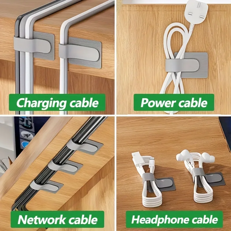 Cable Ties Reusable Straps Velcros Hook and Loop Self-Adhesive for Home Cord Holder Adjustable Storage Desktop Organiser Manager view 4