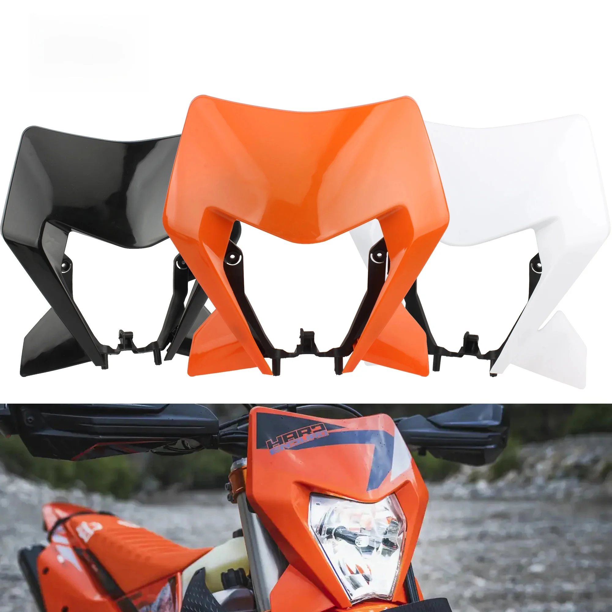 AliExpress PowerMotor For KTM Headlight Plate EXC 300 Enduro Motorcycle Mask SX XC SXF XCF 125-500 2024 Dirt Bike Motocross Accessories