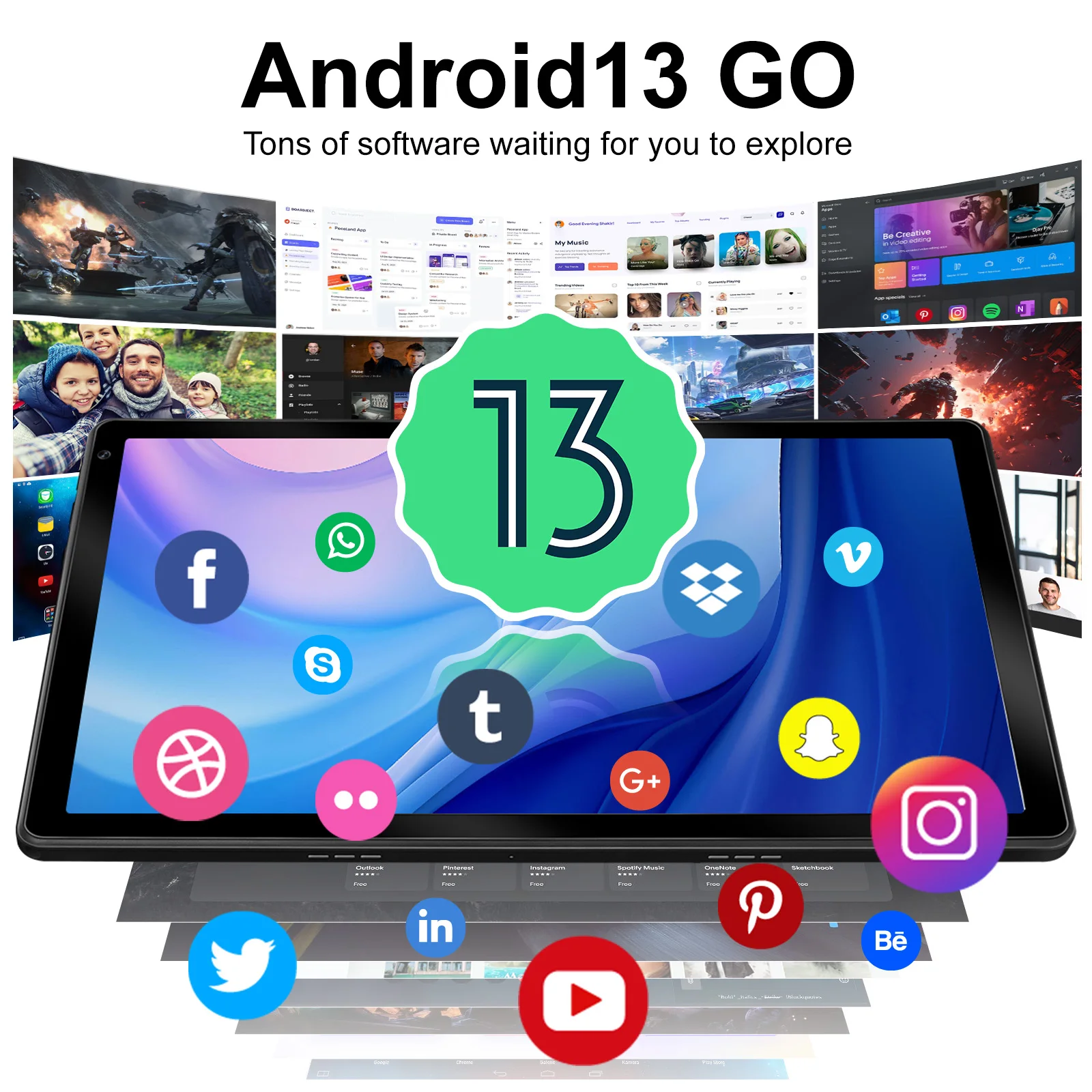 Tablette Android OC101 avec processeur Octa-Core, tablettes extensibles, écran tactile HD, PC Pad, 8 Go de RAM, 10.1 Go, Dean, 1 To, carte TF, 128 pouces