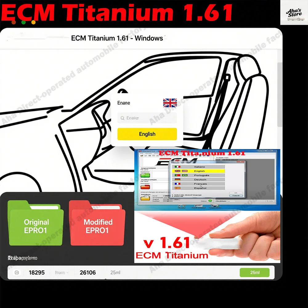 

New ECM TITANIUM 1.61 obd2 scanner With 26000 + Driver ECM 18259+ Drivers for ecu tool Support windows 10 Car accessories Tools