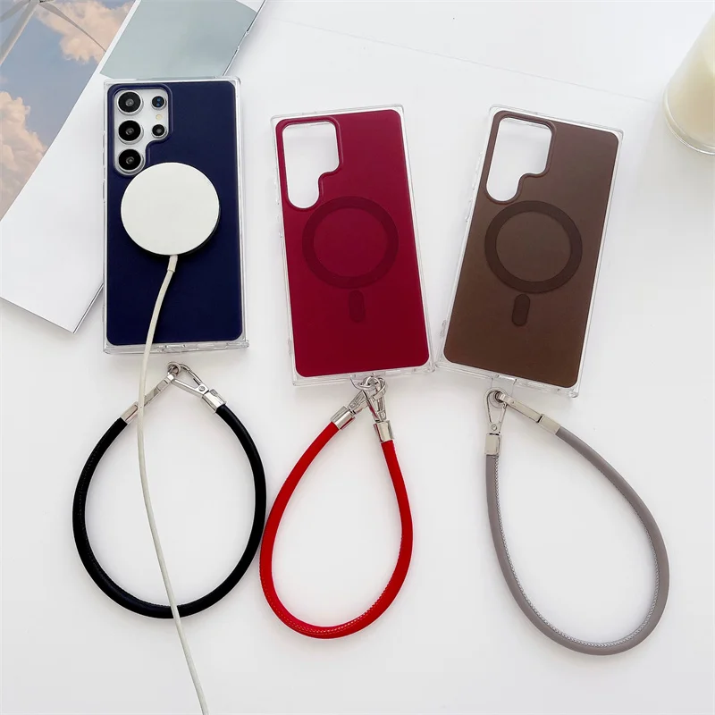 Stylish matte magnetic solid color phone case for Samsung Galaxy S22 S23Ultra S22plus S24Ultra minimalist all-inclusive shell image 2