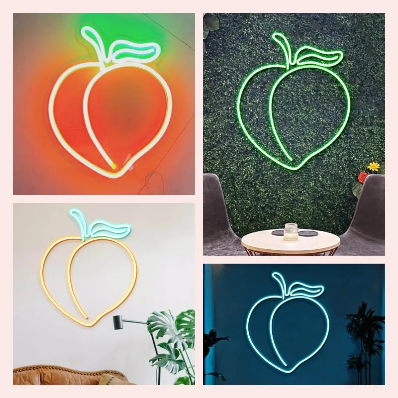 LED Neon Sign Custom Big Peach Wall Decor for Baby Kids Birthday Party Creative Gift Acrylic Illuminated Light