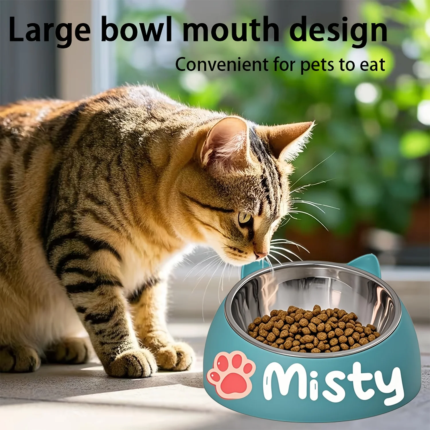 Customizable Stainless Steel Cat Bowl, Personalized Name Customization, DetachableIdeal Gift for Pet Owners