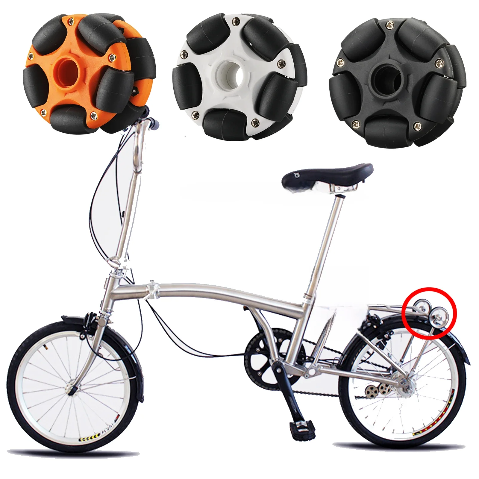 AliExpress DC Silent Omni Easy Wheels for Brompton Folding Bike (before 2015) with Accessories Roller Rack Upgrade 360 Degree Rotate