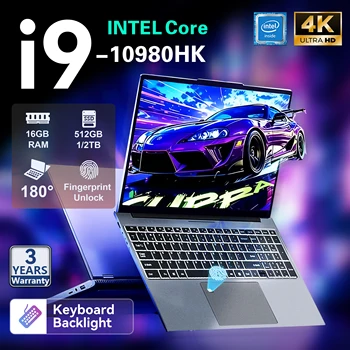 new 15.6" Ultra Intel i9 10980HK Laptop Computer PC Windows 11 16GB RAM 1TB SSD i9 Laptops Office Fingerprint Unlock Notebook PC