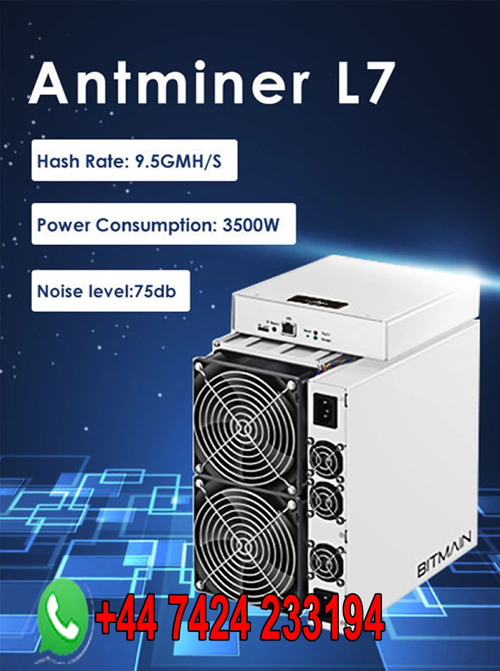 DC ACQUISTA 2 RICEVI 1 GRATIS Bitmain Antminer L7 9050Mh Litecoin Dogecoin LTC/DOGE Scrypt ASIC Miner