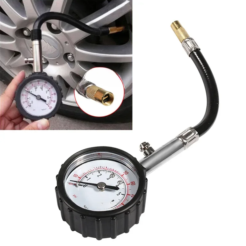 Tire Pressure Gauge Medidor, de alta precisão pneu Air Tester, tubo longo, carro, motocicleta,