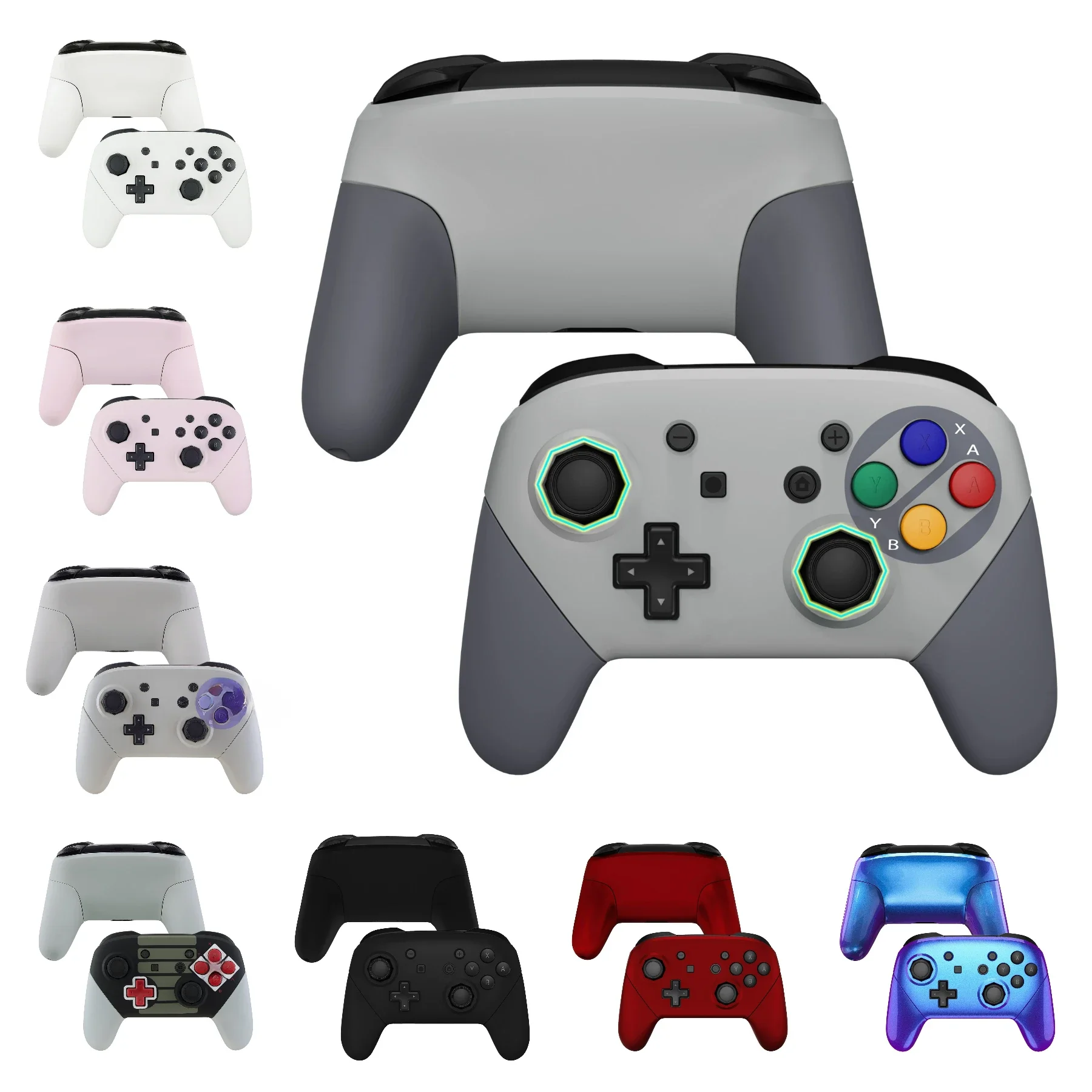 eXtremeRate Octagonal Gated Sticks Design DIY Grip Obudowa Shell, wymienna płyta tylna płyty czołowej dla kontrolera NS Switch Pro — zdjęcie produktu 7