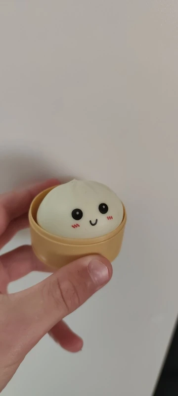 Simulation Dumpling Squishy Rebound Soft Squeeze Stress Ball With Bamboo Steamer Box Anti-Stress Toy Sensory For Creative Gift photo review
